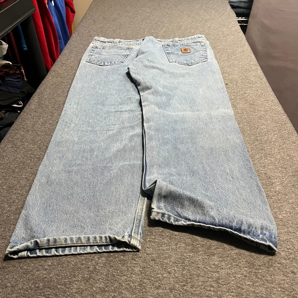 Carhartt Mens Relaxed Fit Straight Leg Light Wash Denim Jeans Blue 36x30